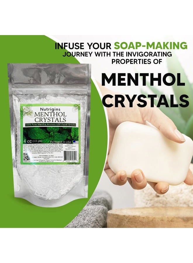 Nutrigins Menthol Crystal 4 Oz - Pure Organic 100% Natural - Menthol Crystals from Mint Crystal Mints Mentha Arvensis - Comes in Resealable Standup Bag for Long-Lasting Freshness - Image 3