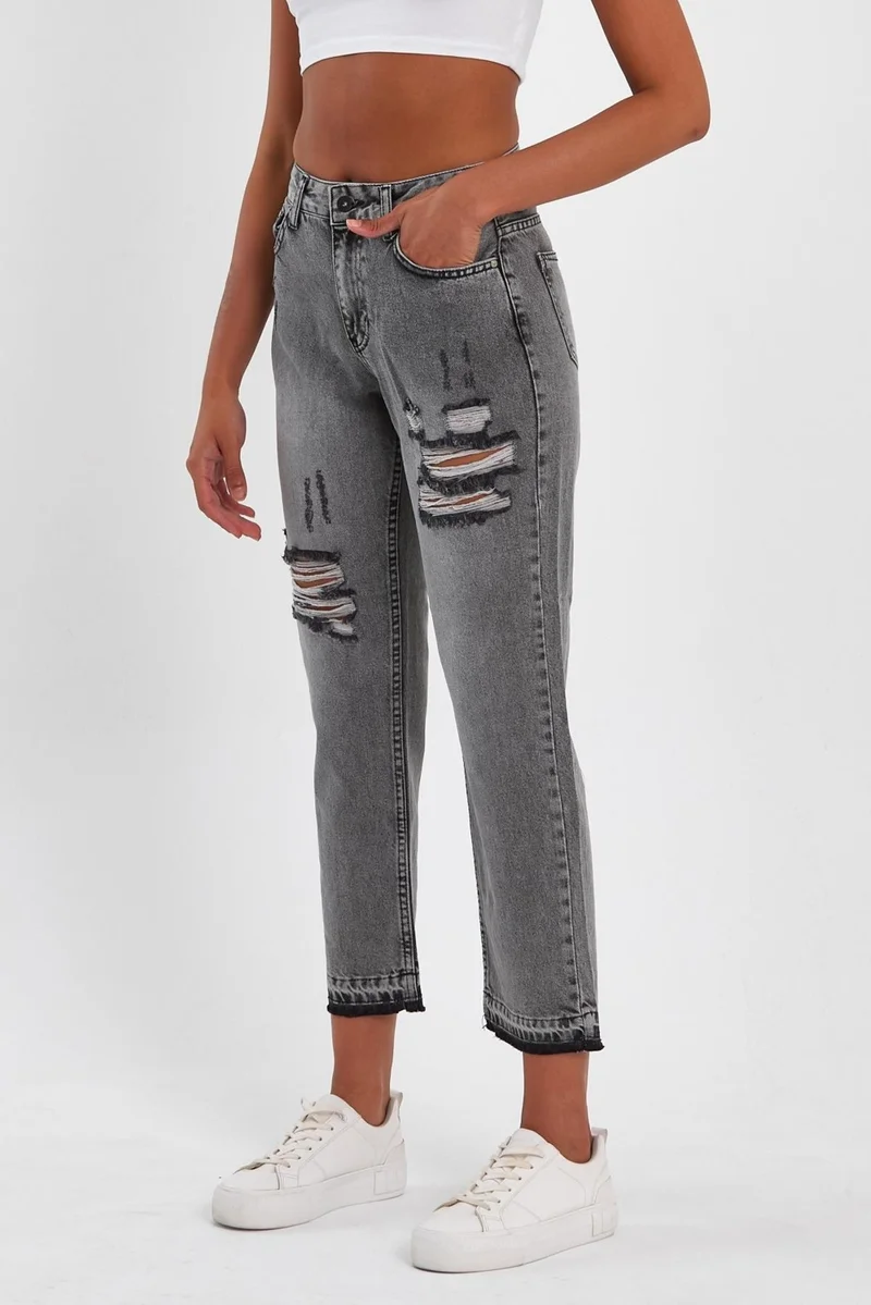 الكسندر جاردي Special Collection Ripped Patterned Denim Trousers (AG-1023S)