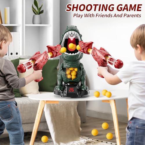 JUKUDAHU Dinosaur Shooting Boy Toys for Kids Age 3 4 5 6 7 8 Moveable Shooting Game with Scoreboard Light Sound 12 Foam Balls Boy Toddler Toys 57 68 810 Competition Game Gifts Dark Green - Image 5