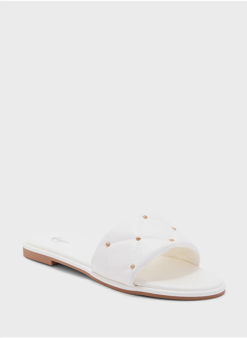 Ginger Stud Detail Quilted Flat Sandal