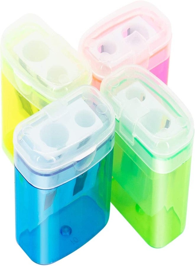 KIDMEN 24 PCS 2 Holes Small Manual Pencil Sharpener with Lid,for Kids,School - Image 3