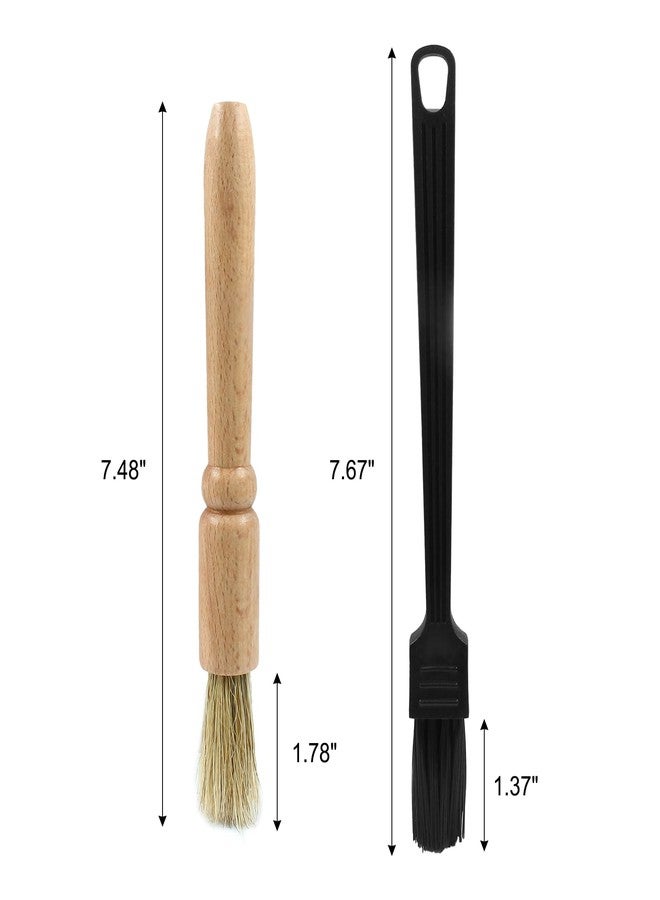 Coufce 2 Pack Coffee Grinder Cleaning Brush Bean Grain Coffee Grounds Tool Wood Handle Espresso Brush and Nylon Espresso Machine Brush Coffee Bar Brush - Image 2