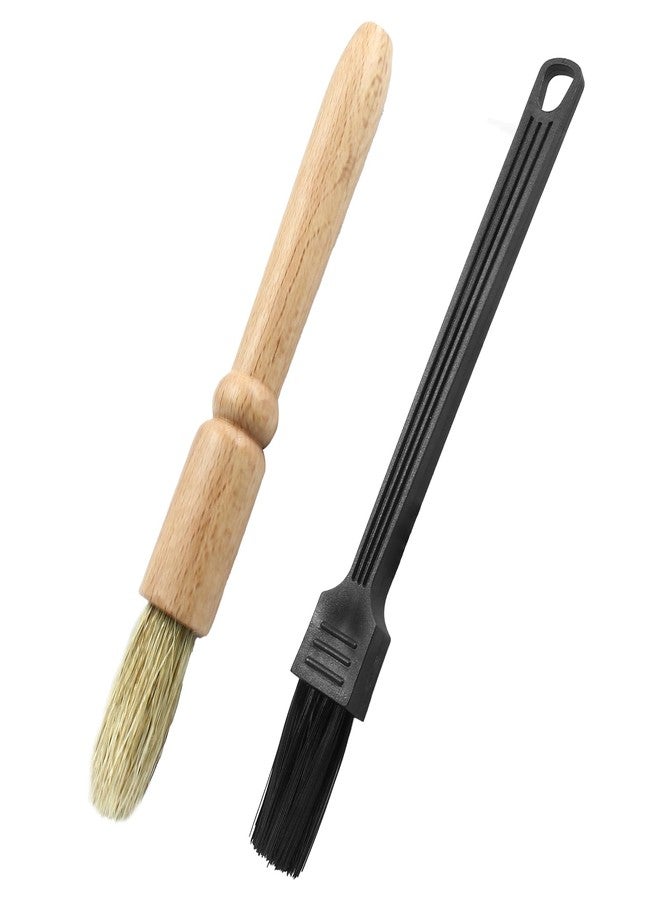 Coufce 2 Pack Coffee Grinder Cleaning Brush Bean Grain Coffee Grounds Tool Wood Handle Espresso Brush and Nylon Espresso Machine Brush Coffee Bar Brush - Image 1