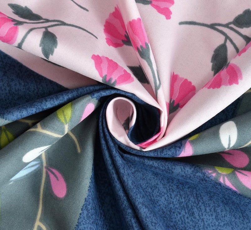 NEW LEAF Premium Cotton 210Tc Elastic Fitted Bedsheets with 2 Pillow Covers | Double/Queen Bed with All Around Elastic 180 TC Supersoft Breathable |Size-78 x72+10 inches | Pink & Blue - Image 4