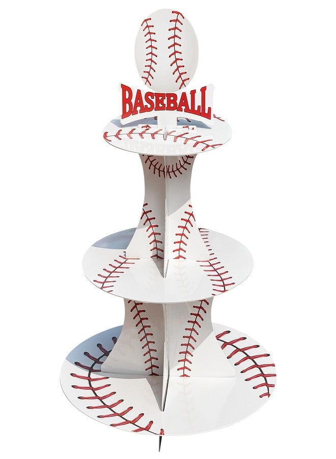 BQK 3 Tier Baseball Theme Party Cupcake Stand - Image 1