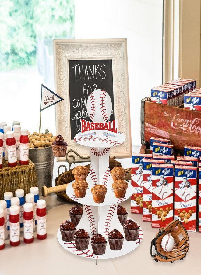 BQK 3 Tier Baseball Theme Party Cupcake Stand - Image 2