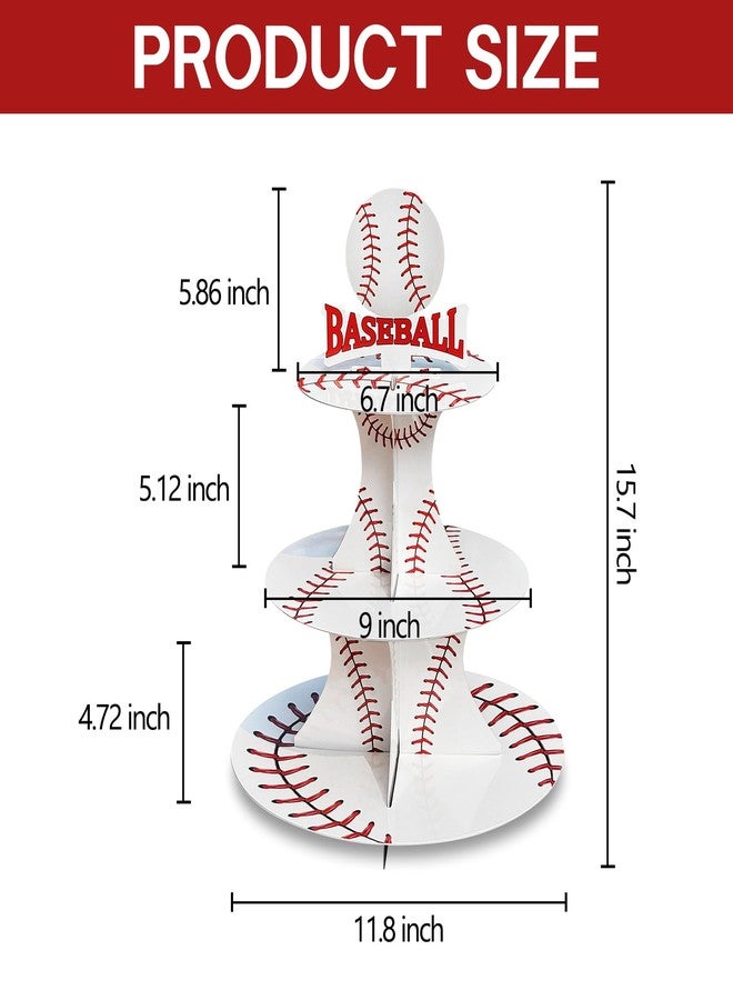 BQK 3 Tier Baseball Theme Party Cupcake Stand - Image 4