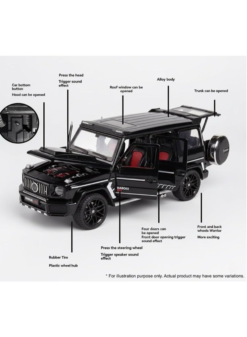 تشي زي نموذج سيارة مرسيدس برابوس G800 مقياس 1:18 بجسم معدني مصبوب مع أبواب قابلة للفتح ومقصورة مفصلة وأضواء وصوت - Image 3