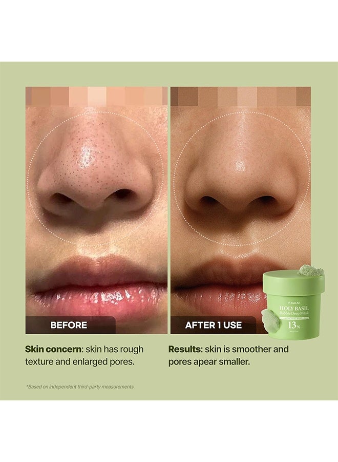 بي كالم Holy Basil Bubble Deep Mask 90g – Holy Basil u0026 Carbonated Water for Cleansing Pores u0026 Blackheads, Clay to Bubble Wash - Image 4