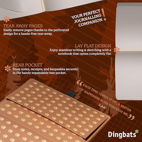 Dingbats* Notebooks Dingbats* Wildlife Grid Writing Journal Notebook A5 - Vegan Leather Hardcover - Ideal for Work, Travel - Pocket, Elastic Closure, & Bookmark - Image 5
