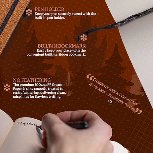 Dingbats* Notebooks Dingbats* Wildlife Grid Writing Journal Notebook A5 - Vegan Leather Hardcover - Ideal for Work, Travel - Pocket, Elastic Closure, & Bookmark - Image 3
