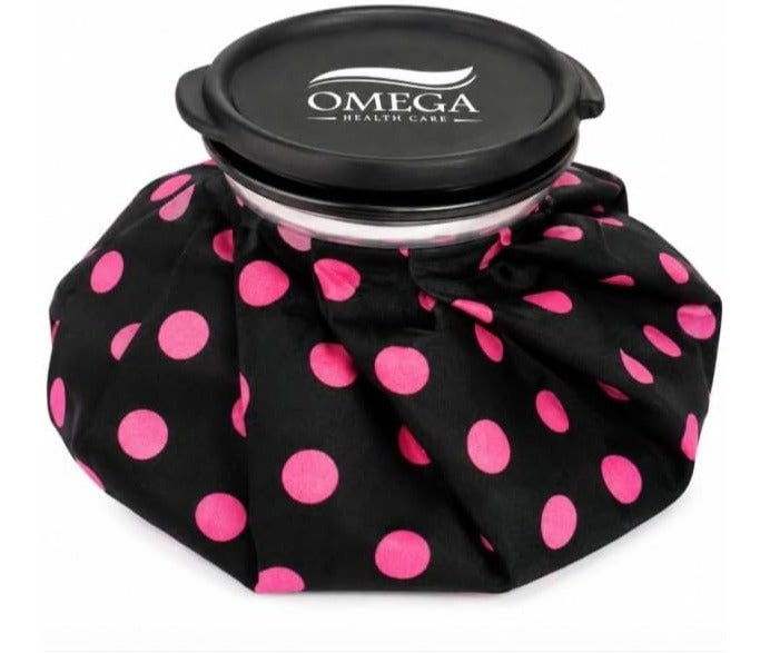 OMEGA Reusable Ice & Warm Water Bag Hot & Cold Therapy Pack - Pink Polka Dot - Image 1