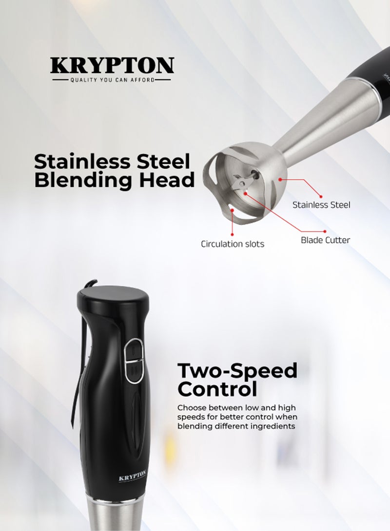 KRYPTON Multipurpose Hand Blender | Powerful 180W Motor | Stainless Steel Blade | 2-Speed Control | 600 ml Beaker Included | Ideal for Smoothies, Sauces, Dips, Lassi & Everyday Kitchen Use KNHB6078 Black/Silver - Image 3