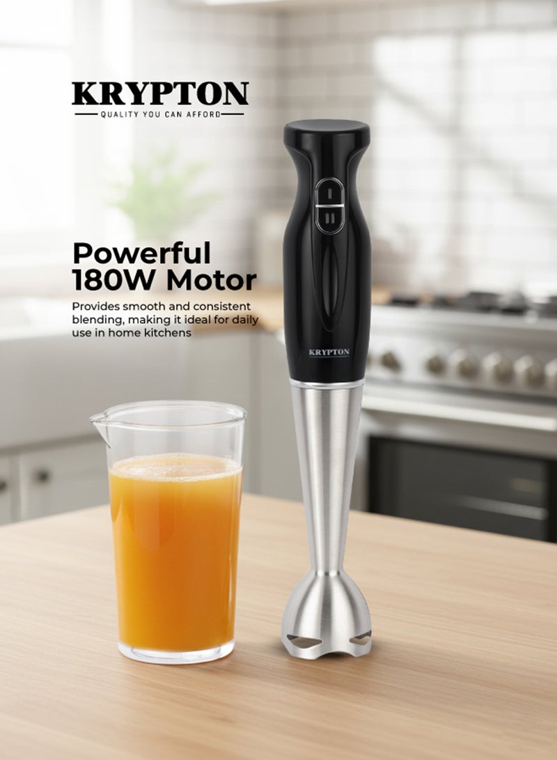 KRYPTON Multipurpose Hand Blender | Powerful 180W Motor | Stainless Steel Blade | 2-Speed Control | 600 ml Beaker Included | Ideal for Smoothies, Sauces, Dips, Lassi & Everyday Kitchen Use KNHB6078 Black/Silver - Image 2