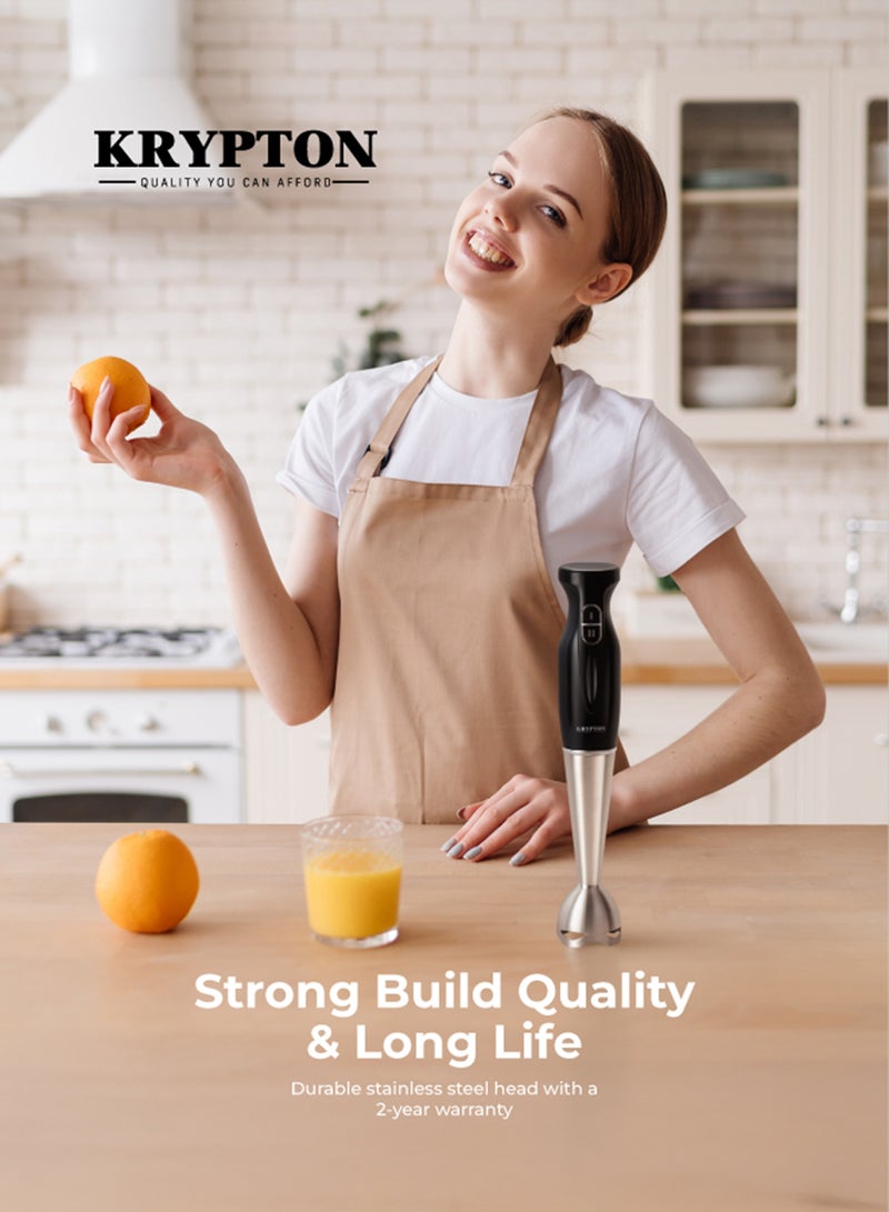 KRYPTON Multipurpose Hand Blender | Powerful 180W Motor | Stainless Steel Blade | 2-Speed Control | 600 ml Beaker Included | Ideal for Smoothies, Sauces, Dips, Lassi & Everyday Kitchen Use KNHB6078 Black/Silver - Image 5