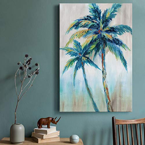 Renditions Gallery Canvas Nature Artwork for Home Green Blue Palm Trees Rustic Abstract Paintings for Bedroom Living Room Office Walls - 18"X27" LT15 - Image 3