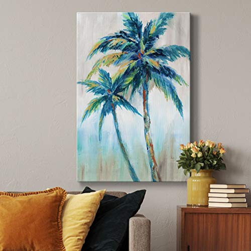 Renditions Gallery Canvas Nature Artwork for Home Green Blue Palm Trees Rustic Abstract Paintings for Bedroom Living Room Office Walls - 18"X27" LT15 - Image 5