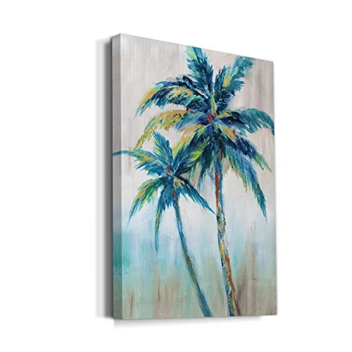 Renditions Gallery Canvas Nature Artwork for Home Green Blue Palm Trees Rustic Abstract Paintings for Bedroom Living Room Office Walls - 18"X27" LT15 - Image 2