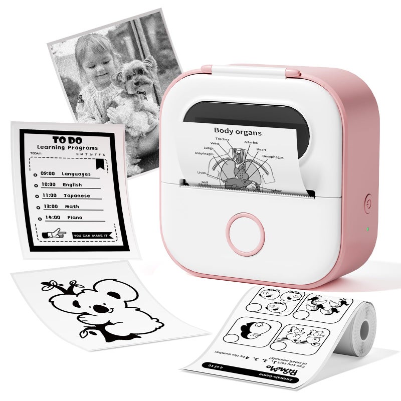 Ponek Sticker Printer Machine Print Pods Mini Maker with 1 Roll Paper Mini Portable Sticker Maker Y02C Bluetooth Inkless for Phone Thermal Portable Machine for Journal Note Photos Learning - Image 2