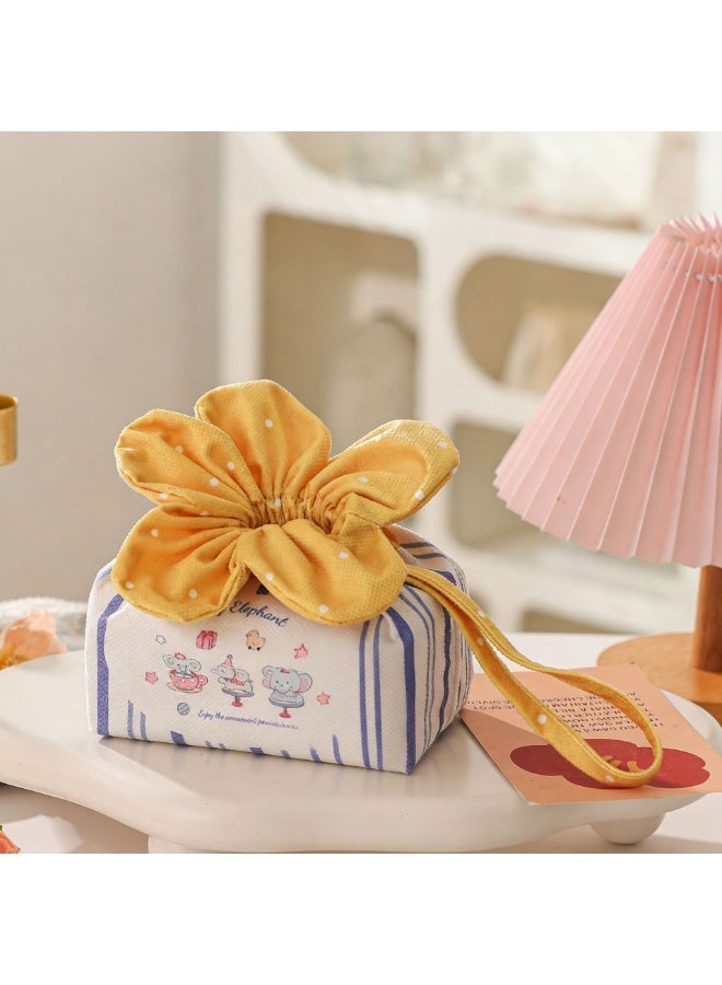Cute Flower Tissue Box, Fabric Tissue Bag, Cartoon Car/Home Napkin Storage Bag, Children's Gift Bag, Gift Box Packaging, Birthday Gift bag, Yellow - Image 1
