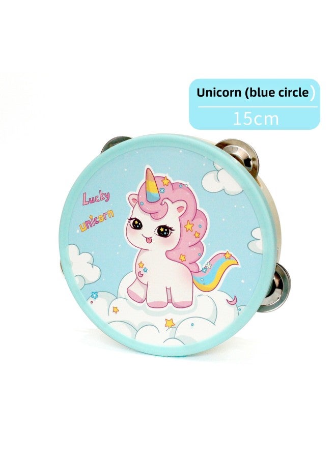 Orff Children's Percussion Cartoon Multi-pattern Wooden Dance Teacher Dance 6 Inch Hand Tambourine-Color:15cm Blue Giraffe (plastic Ring)  - Image 5