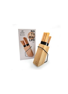 5-Piece Kitchen Knife Set with Bamboo Block Brown and Black 36 x 8.5 x 18.5 cm N-A532BA4080