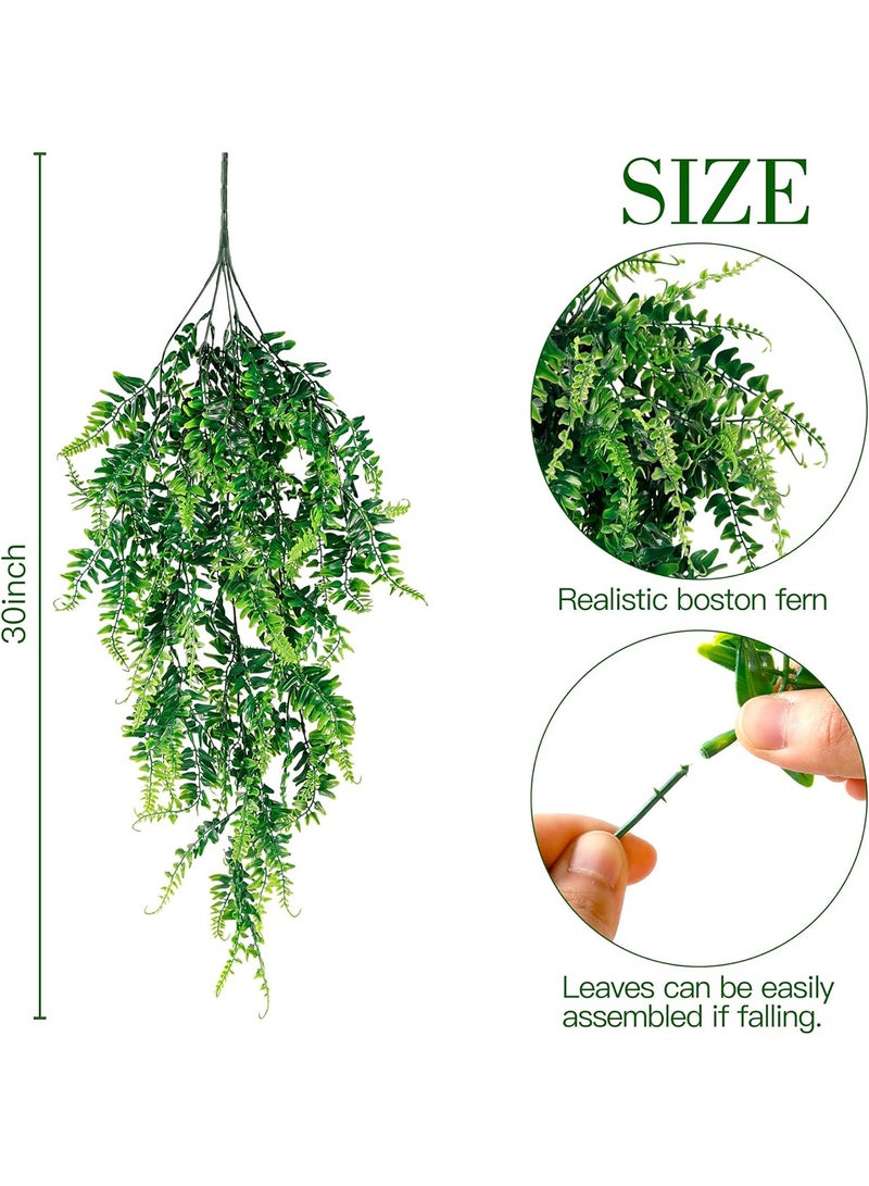 2-Pack Artificial Hanging Plants - Fake Ivy & Boston Fern Vines, UV-Resistant Faux Greenery Decoration for Indoor & Outdoor Home Decor, Garden, Wedding, Balcony, Patio - Image 2