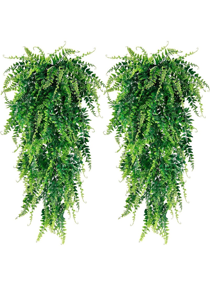 2-Pack Artificial Hanging Plants - Fake Ivy & Boston Fern Vines, UV-Resistant Faux Greenery Decoration for Indoor & Outdoor Home Decor, Garden, Wedding, Balcony, Patio - Image 1