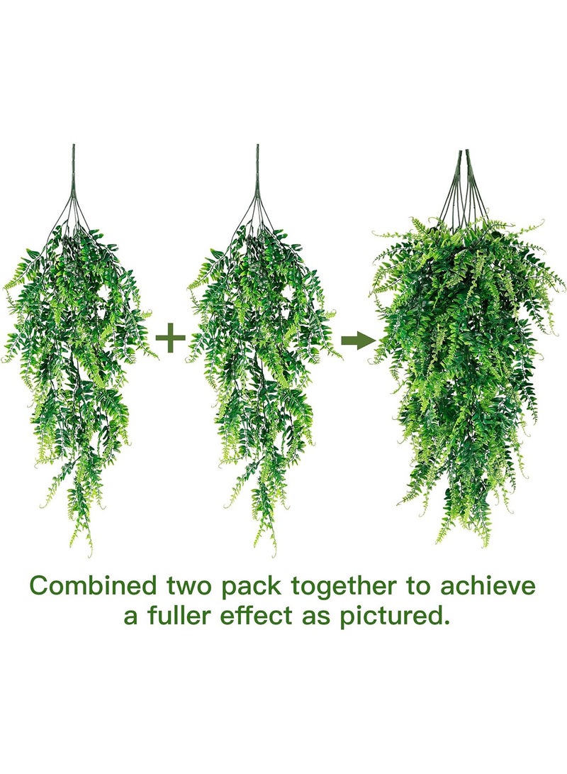 2-Pack Artificial Hanging Plants - Fake Ivy & Boston Fern Vines, UV-Resistant Faux Greenery Decoration for Indoor & Outdoor Home Decor, Garden, Wedding, Balcony, Patio - Image 5