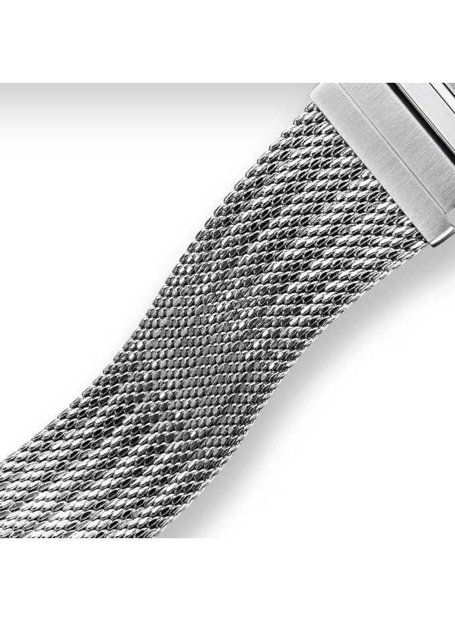 CASIO Vintage Digital Unisex Watch A158WEM-7DF, 36.8 mm Silver Dial, Chrome-Plated Resin Case & Stainless Steel Mesh Bracelet, Water-Resistant - Image 3