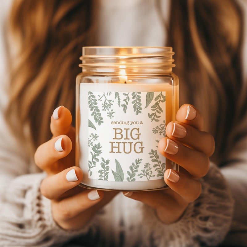 ThreeKin Collective ThreeKin Scented Candles for Home, Sending You a Big Hug, Relaxing Aromatherapy Gifts for Women with Lavender Essential Oils, Natural Soy Wax Blend, Long 65-Hour Burn, Gifts for Mom, Friends, 9 Oz - Image 2