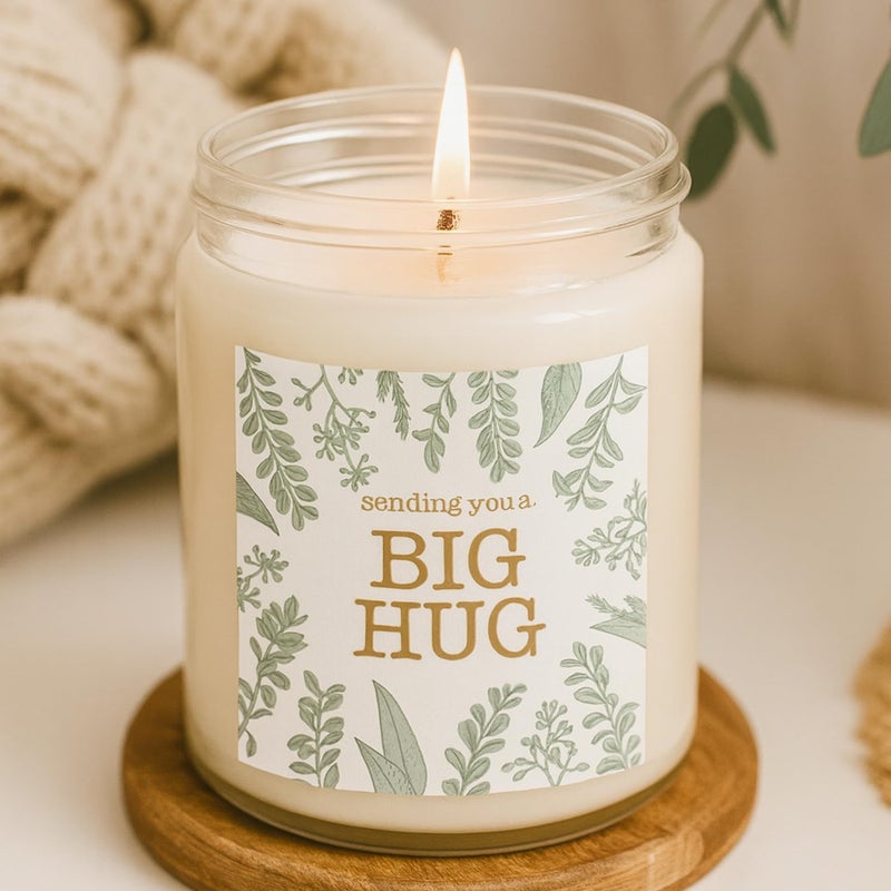 ThreeKin Collective ThreeKin Scented Candles for Home, Sending You a Big Hug, Relaxing Aromatherapy Gifts for Women with Lavender Essential Oils, Natural Soy Wax Blend, Long 65-Hour Burn, Gifts for Mom, Friends, 9 Oz - Image 1