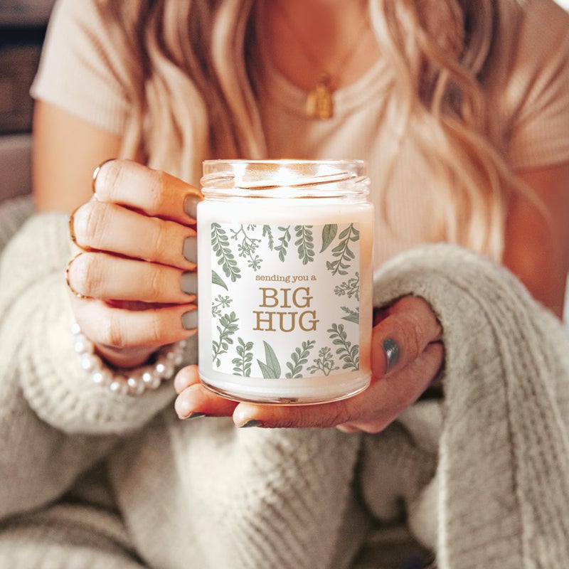 ThreeKin Collective ThreeKin Scented Candles for Home, Sending You a Big Hug, Relaxing Aromatherapy Gifts for Women with Lavender Essential Oils, Natural Soy Wax Blend, Long 65-Hour Burn, Gifts for Mom, Friends, 9 Oz - Image 4