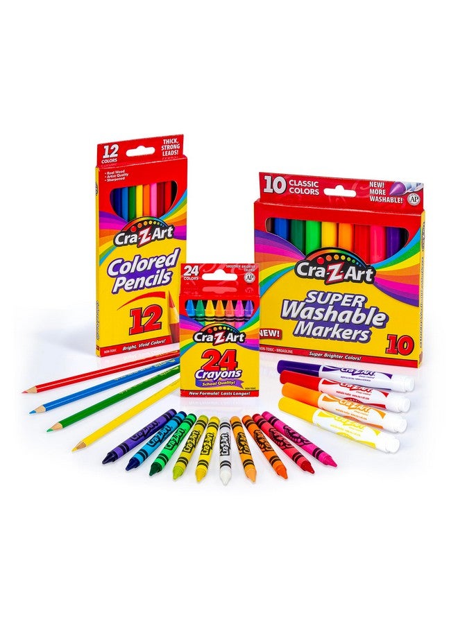 Cra-Z-Art Classic Bundle Crayons, Markers and Colored Pencil 46 Piece School Supply Arts & Crafts Bundle - Image 1
