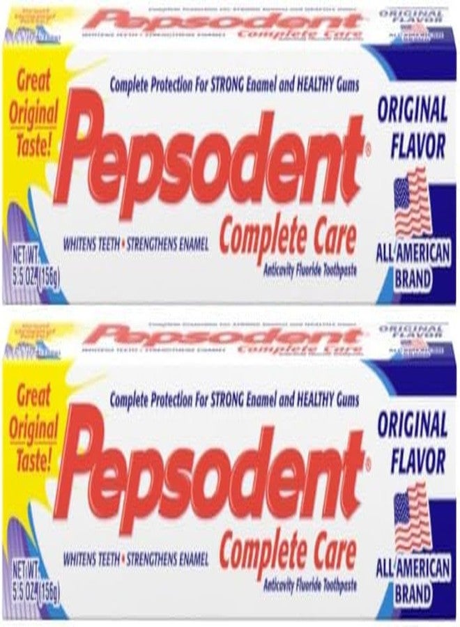 Pepsodent Complete Care Anticavity Fluoride Toothpaste, Whitens Teeth, Strengthens Enamel, Great Original Flavor, 5.5 oz (Pack of 2) - Image 1