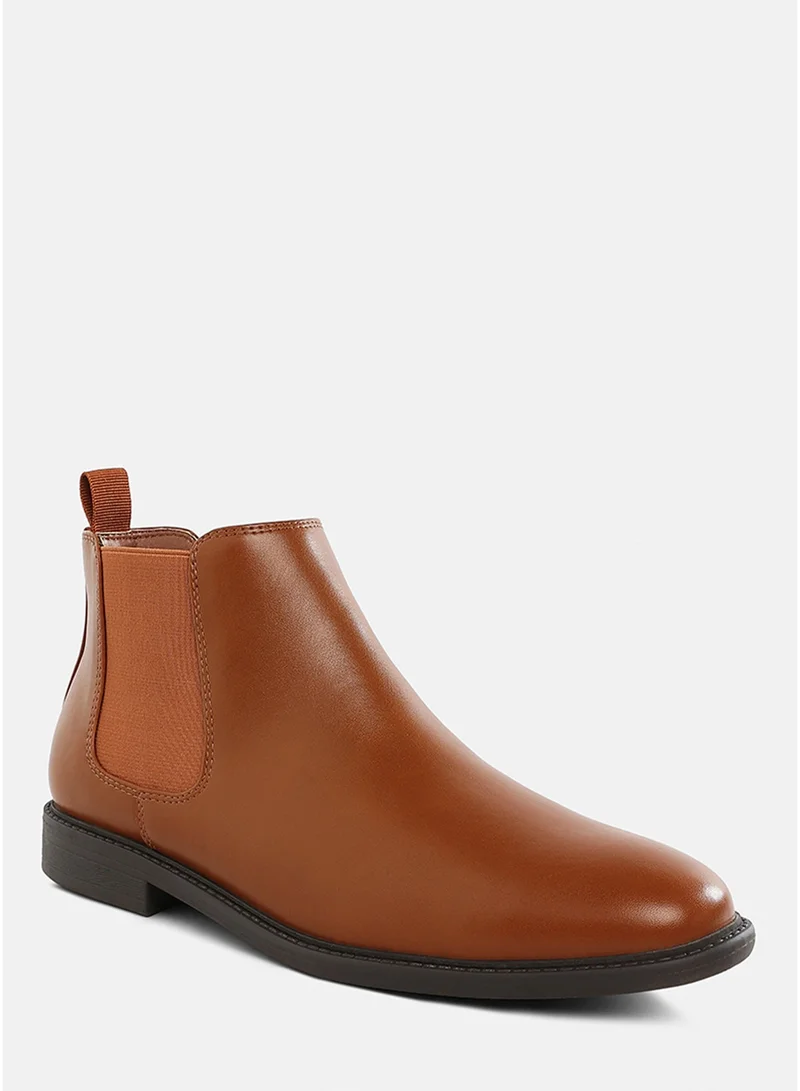 London Rag London Rag Men's Faux Leather Chelsea Boots in Tan