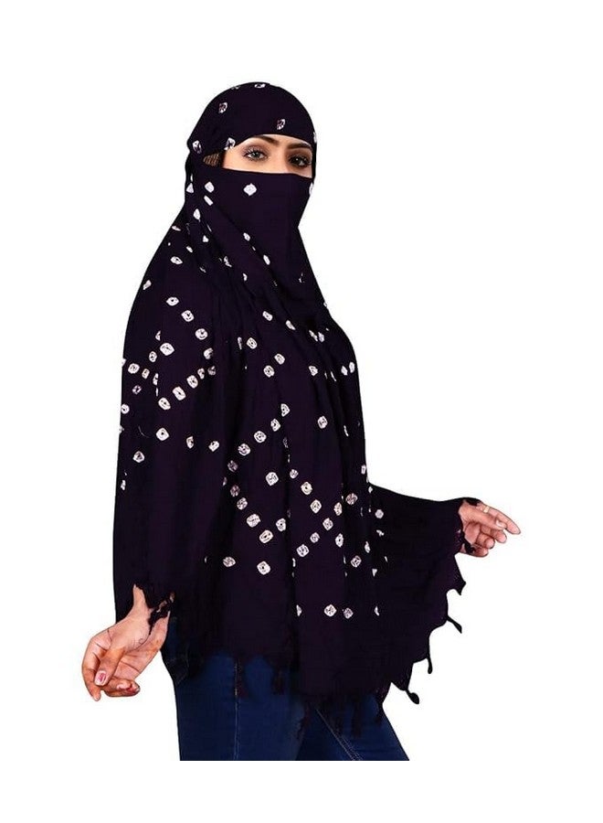 VIRAAJI Pure Cotton Long Scarf Cum Mask With Sun Protection Cover Face Cotton Mask scarves Stylish Universal Size Usable dupatto vehicle Driver sunlight UV protection For Girls & Womens (Bandhani Dark)  - Image 2