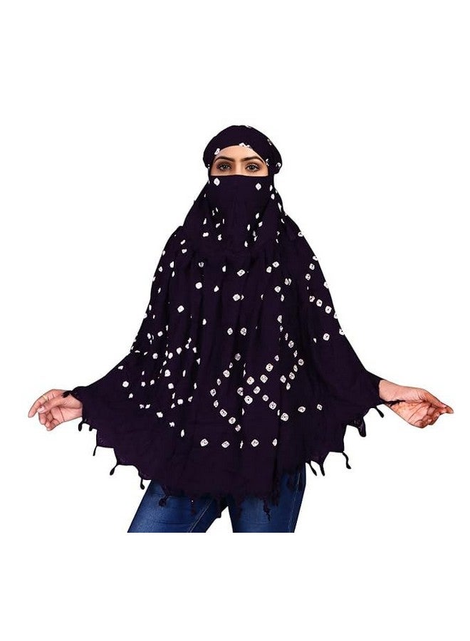 VIRAAJI Pure Cotton Long Scarf Cum Mask With Sun Protection Cover Face Cotton Mask scarves Stylish Universal Size Usable dupatto vehicle Driver sunlight UV protection For Girls & Womens (Bandhani Dark)  - Image 1
