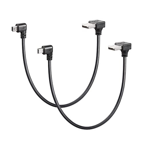 CERRXIAN 90 Degree Mini USB Short Cable, 1ft Up Angle USB 2.0 Type A to Left & Right Angle Mini B 5 Pin Charging Cable for Ti-84 Plus, GoPro, MP3 Player, Digital Camera, GPS Receiver, Dash Cam(RL) - Image 1