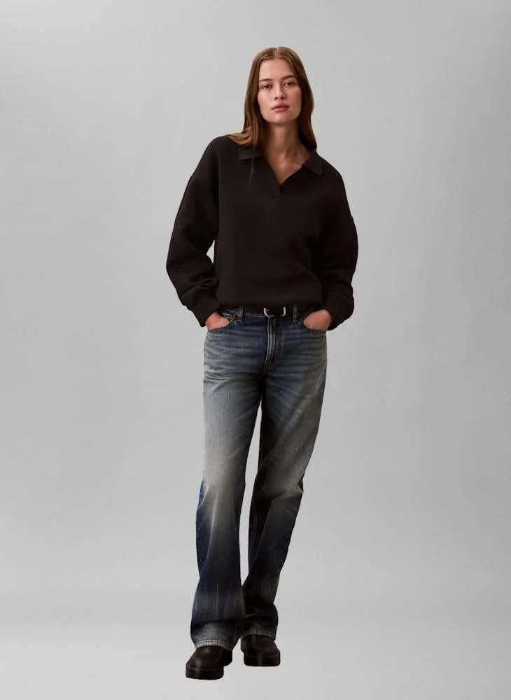 CALVIN KLEIN  Logo Oversized Polo Sweatshirt for Women | Best Price UAE