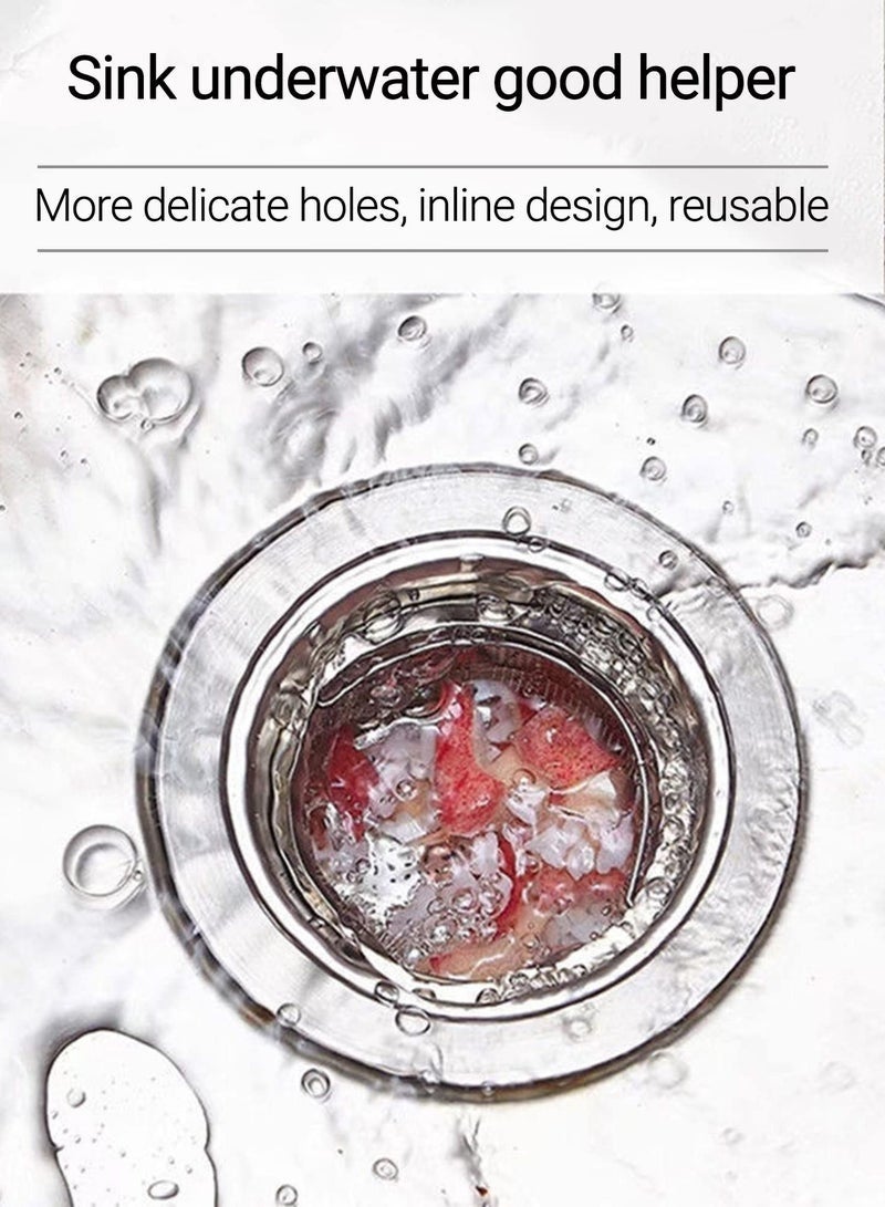 مصفاة حوض المطبخ، قطعتان، مصفاة تصريف مضادة للانسداد من الفولاذ المقاوم للصدأ 304 - Image 3