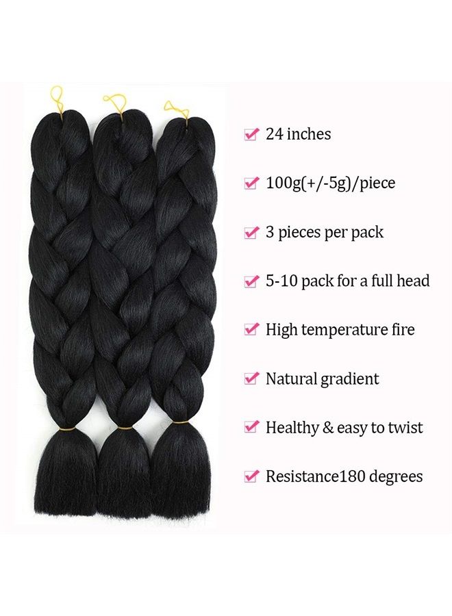 Yami Braiding Hair Pre Stretched Black Black Braiding Hair Braid in Hair Extensions Braids Hair for Twist 24" 3 Bundles/Lot (1#) - Image 4