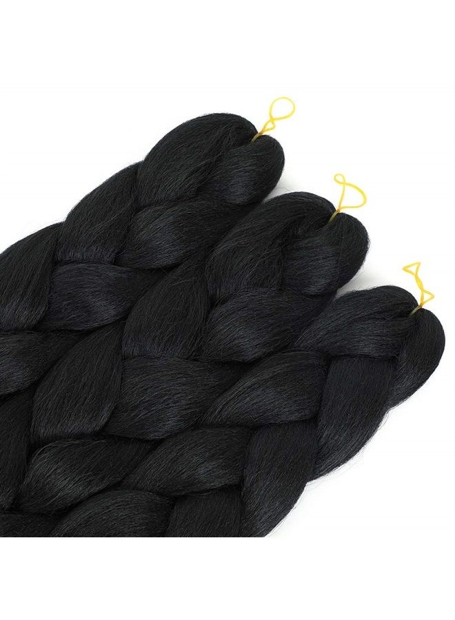 Yami Braiding Hair Pre Stretched Black Black Braiding Hair Braid in Hair Extensions Braids Hair for Twist 24" 3 Bundles/Lot (1#) - Image 5
