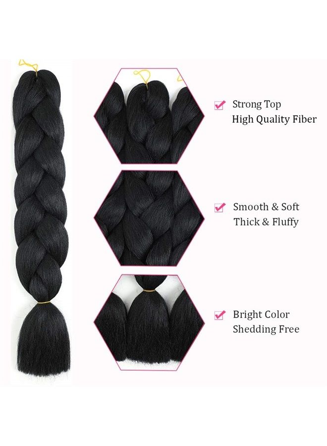 Yami Braiding Hair Pre Stretched Black Black Braiding Hair Braid in Hair Extensions Braids Hair for Twist 24" 3 Bundles/Lot (1#) - Image 3