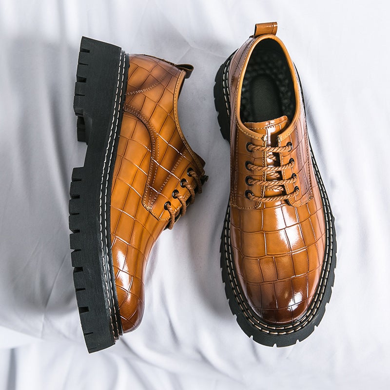 Men'S Fashion Large Size Leather Shoes For Teenagers Retro Style Business Casual Shoes Lace-Up Thick-Soled Height-Increasing Shoes - Image 5