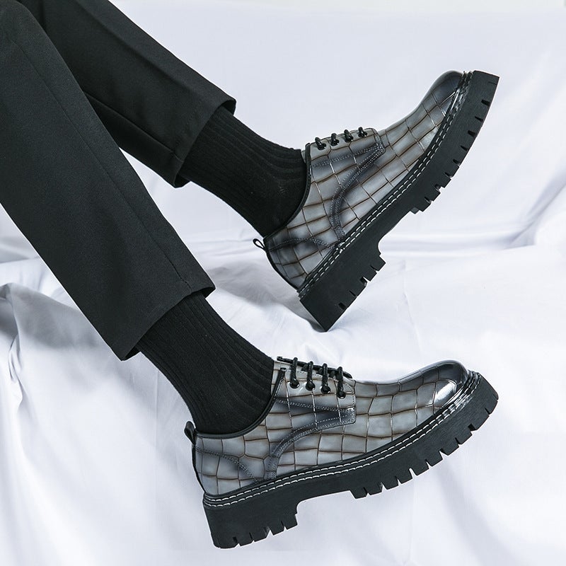 Men'S Fashion Large Size Leather Shoes For Teenagers Retro Style Business Casual Shoes Lace-Up Thick-Soled Height-Increasing Shoes - Image 4