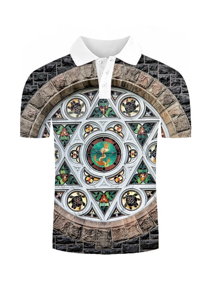 KUYING New One Piece Printed Casual Polo Shirt  - Image 1