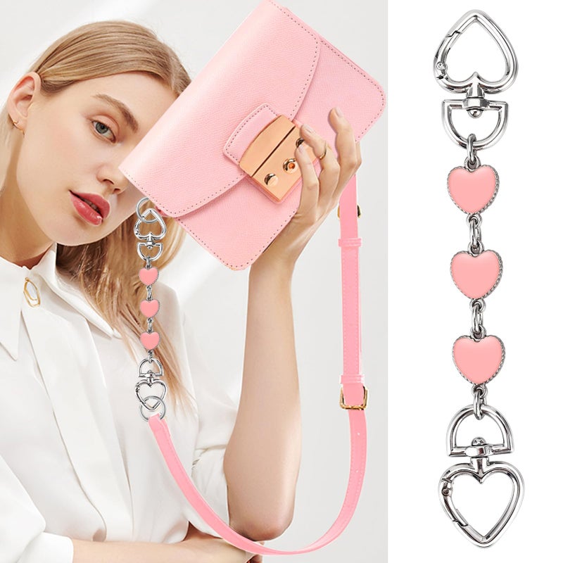 ZLSPTK 2Pcs Purse Extender Chain Silver Pink Bag Extender Chain Heart Purse Strap Extender Moon Purse Strap Replacement Crossbody Purse Accessories For Women Bag Charms For Handbags Tote Bags Purse Making - Image 3