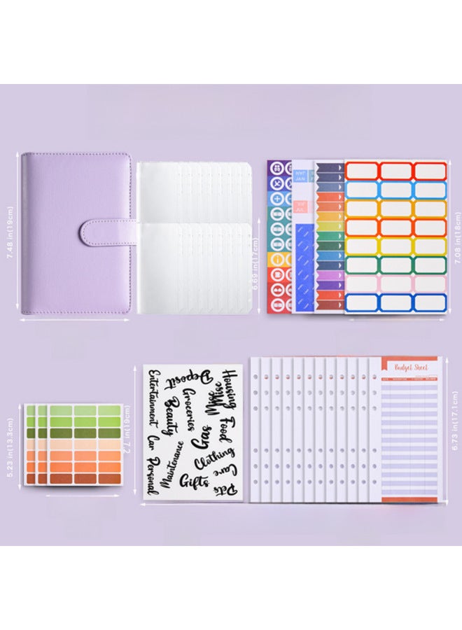 Start A6 Binder Creative Notebook Zipper Bag Macaron Pu Leather Loose-leaf Book Cash Budget Hand Book - Image 2