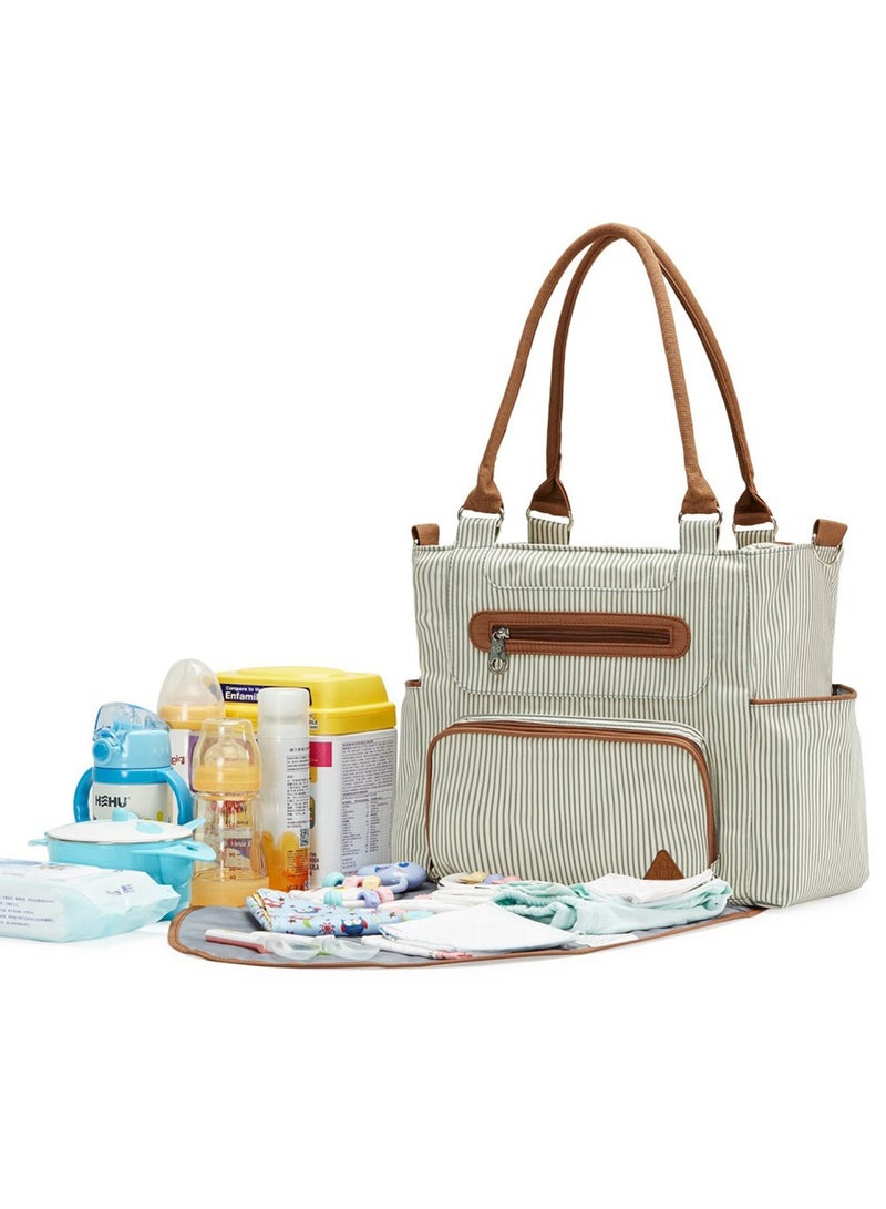 Set Of 6 Diaper Bag With Hooks And Nappy Changing Mat - Ivory White  - Image 3